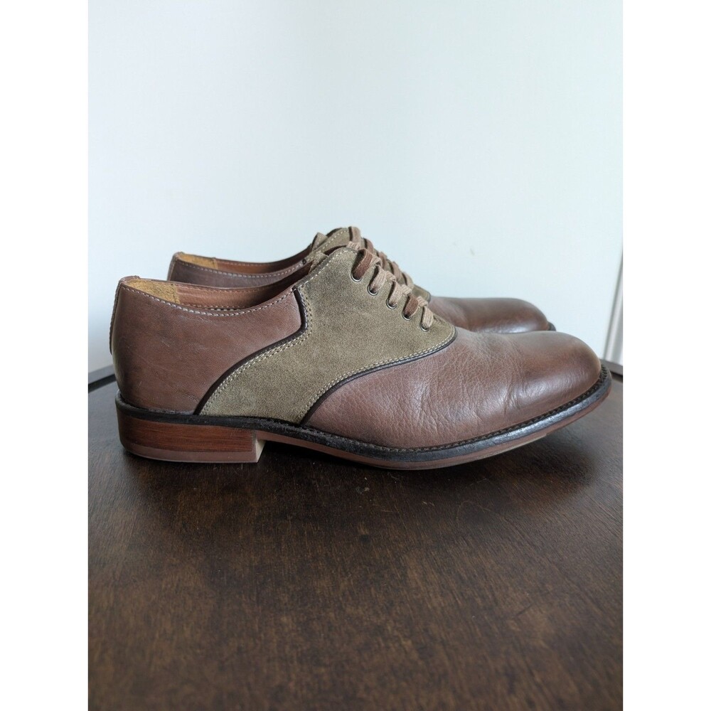 Johnston & Murphy Mens Size 9 Decatur Saddle Oxfords Leather Suede Brown Formal